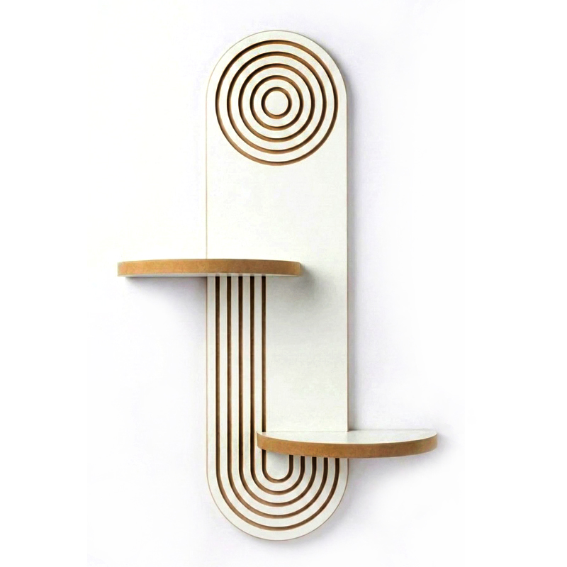 Artwill Megapap MDF wall shelf in white - oak 46x13x70cm.