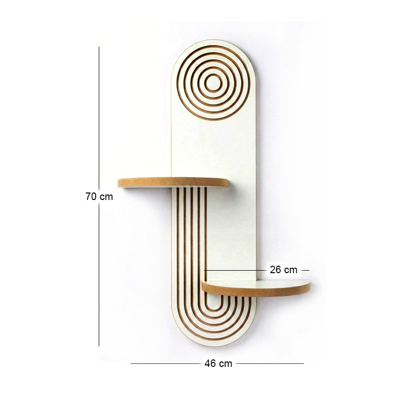 Artwill Megapap MDF wall shelf in white - oak 46x13x70cm.
