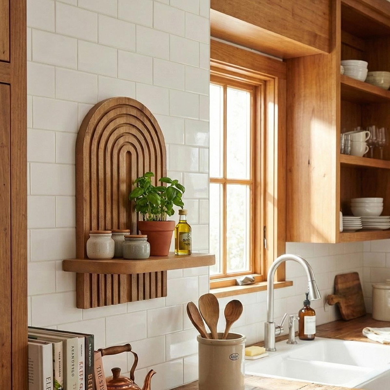 Artwill Megapap MDF wall shelf in oak 26x13x35cm.