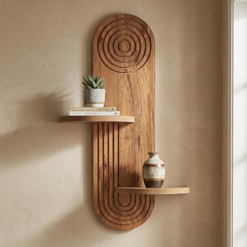 Artwill Megapap MDF wall shelf in oak 46x13x70cm.