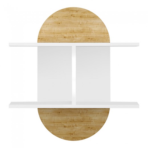 Ραφιέρα τοίχου Auro Megapap μελαμίνης χρώμα φυσικό οξιάς - λευκό 67x22x74εκ.