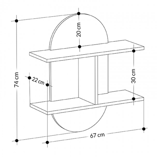 Auro Megapap melamine wall shelf in oak - white color 67x22x74cm.
