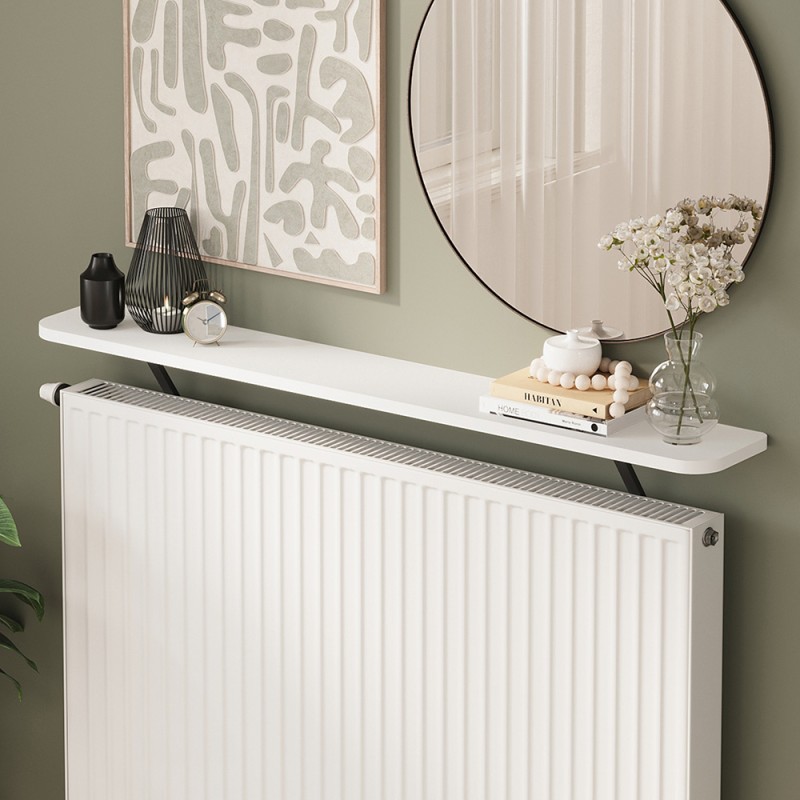 Barca Megapap melamine wall shelf in white color 120x17.5x20.4cm.