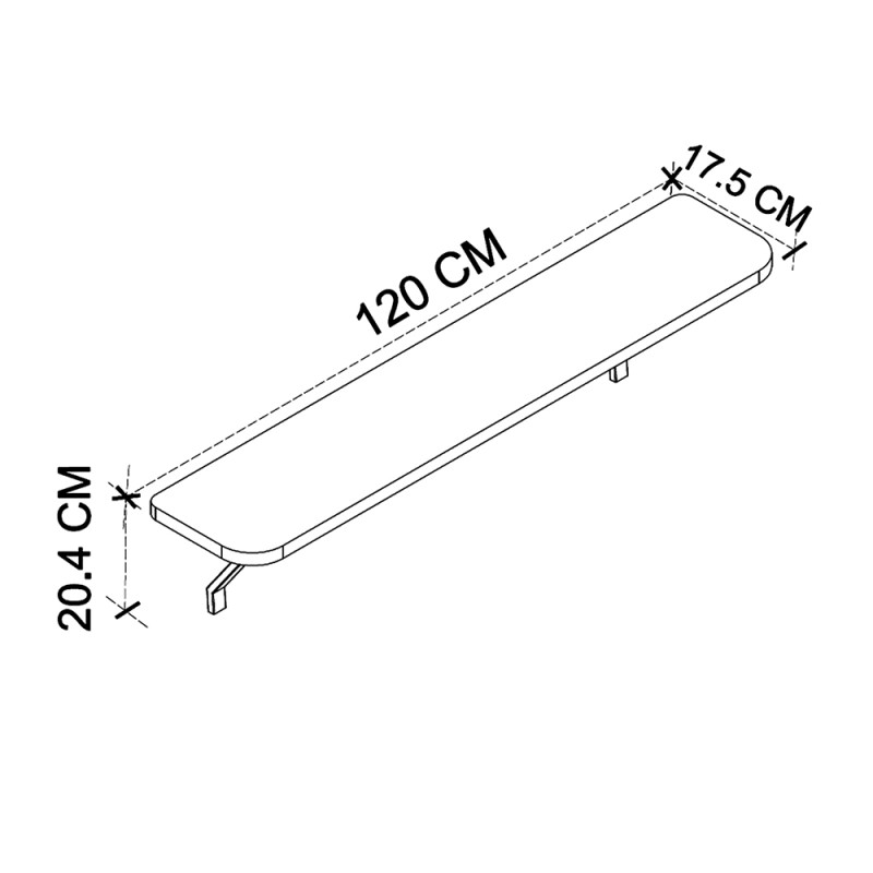 Barca Megapap melamine wall shelf in white color 120x17.5x20.4cm.
