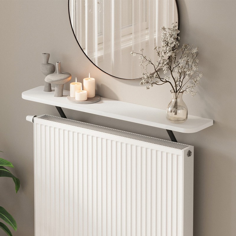 Barca Megapap melamine wall shelf in white color 91x17.5x20.4cm.