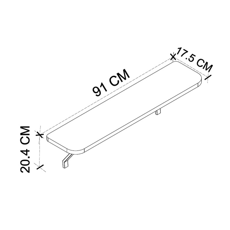 Barca Megapap melamine wall shelf in white color 91x17.5x20.4cm.