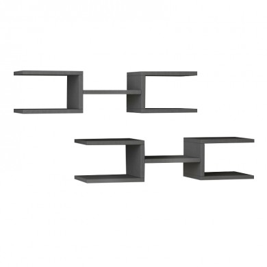 Crab Megapap melamine 2 pieces wall shelves in anthracite color 75x22x17,5cm.