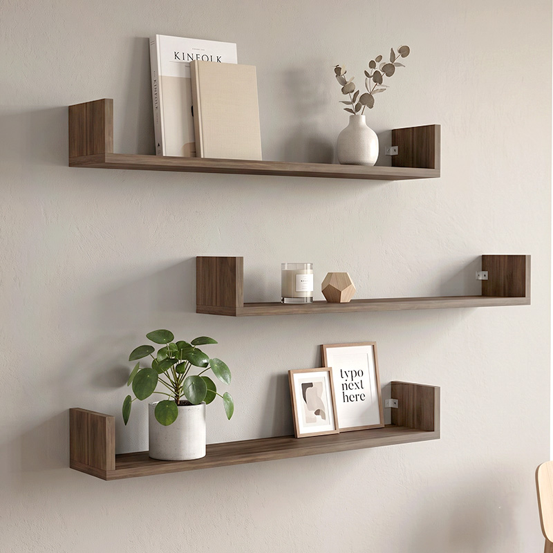 Ραφιέρα τοίχου Dark Megapap 3 τεμαχίων χρώμα καρυδί 90x15x12εκ.