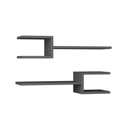 Ραφιέρα τοίχου Fork Megapap 2 τεμαχίων χρώμα ανθρακί 75x19,5x18εκ.
