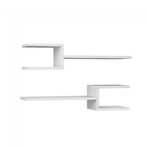 Ραφιέρα τοίχου Fork Megapap 2 τεμαχίων χρώμα λευκό 75x19,5x18εκ.