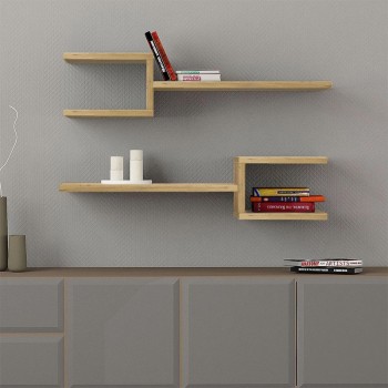 Ραφιέρα τοίχου Fork Megapap 2 τεμαχίων χρώμα sapphire oak 75x19,5x18εκ.