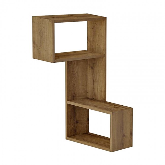 Part Megapap corner melamine wall shelf in light brown color 47x20x82cm.