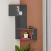 Part Megapap corner melamine wall shelf in anthracite color 47x20x82cm.