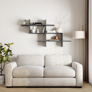 Halic Megapap melamine wall shelf in anthracite color 150x22x82cm.