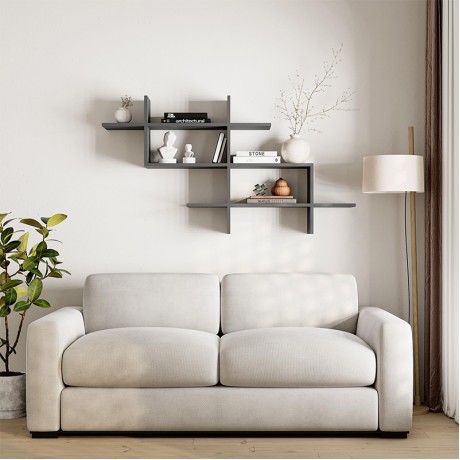 Halic Megapap melamine wall shelf in anthracite color 150x22x82cm.