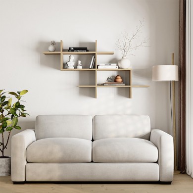 Halic Megapap melamine wall shelf in oak color 150x22x82cm.