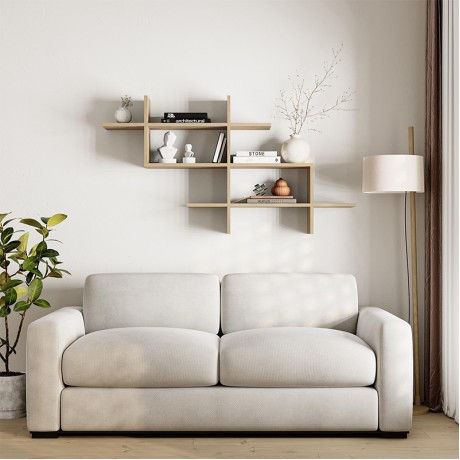 Halic Megapap melamine wall shelf in oak color 150x22x82cm.