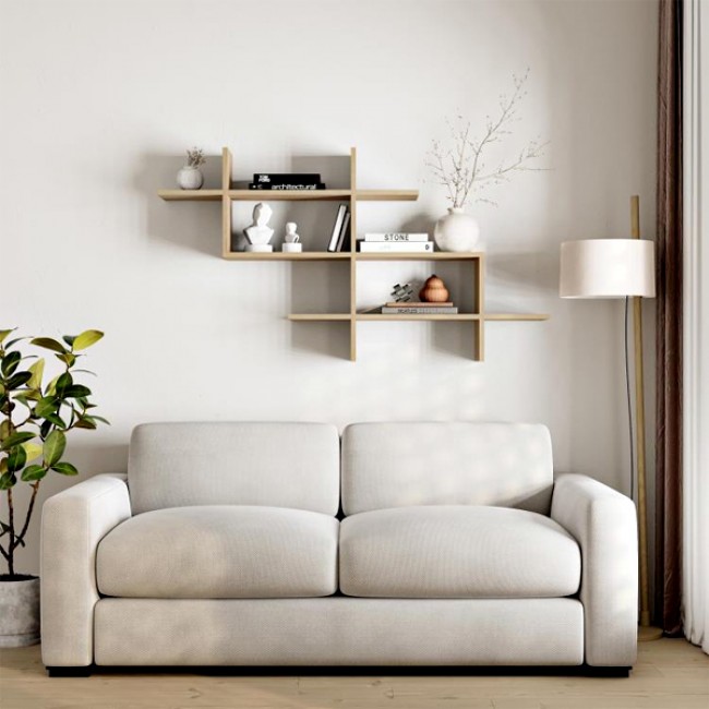 Ραφιέρα τοίχου Halic Megapap χρώμα φυσικό οξιάς 150x22x82εκ.