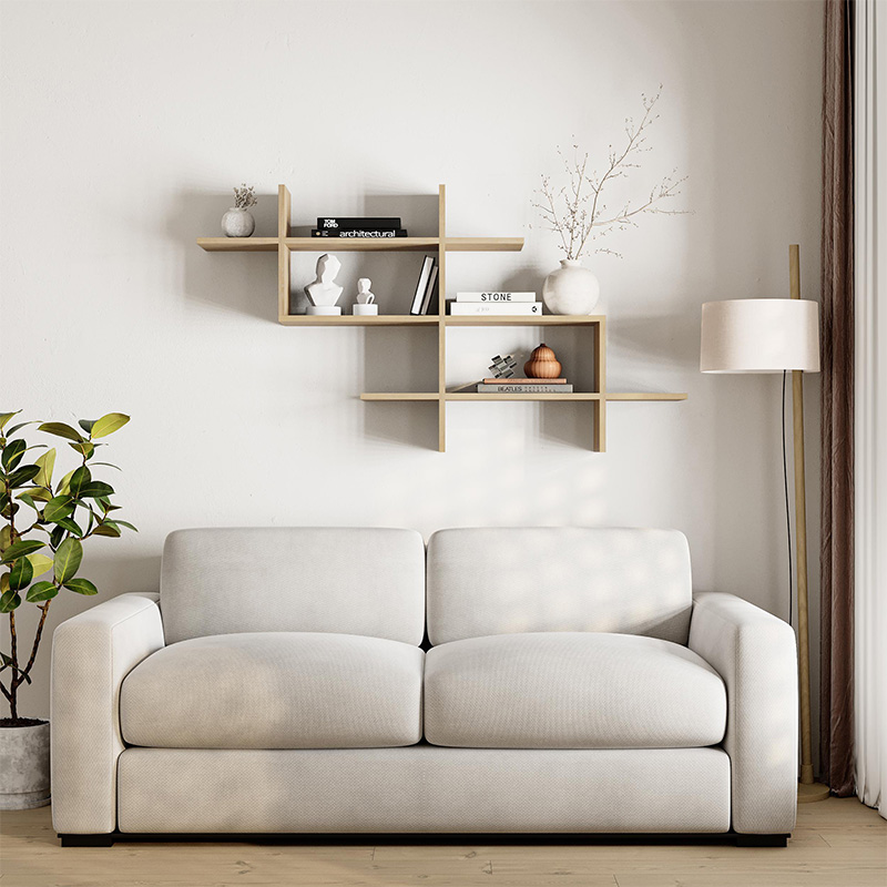 Halic Megapap melamine wall shelf in oak color 150x22x82cm.