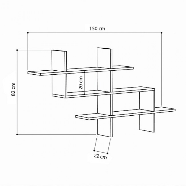 Ραφιέρα τοίχου Halic Megapap χρώμα φυσικό οξιάς 150x22x82εκ.