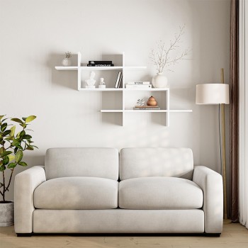 Ραφιέρα τοίχου Halic Megapap χρώμα λευκό 150x22x82εκ.