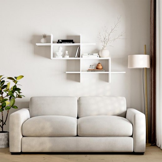 Ραφιέρα τοίχου Halic Megapap χρώμα λευκό 150x22x82εκ.