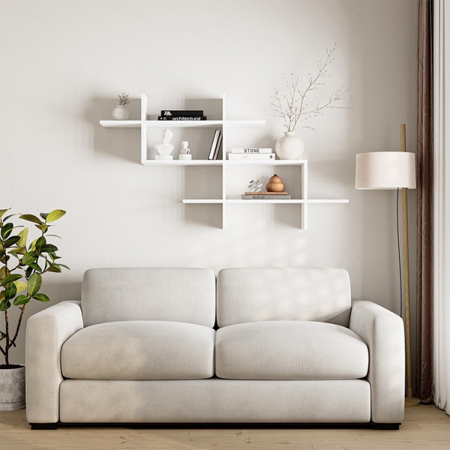 Ραφιέρα τοίχου Halic Megapap χρώμα λευκό 150x22x82εκ.