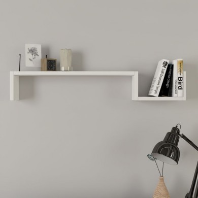 Happy Megapap melamine wall shelf in white color 87,4x14,5x14,5cm.