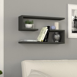 Ραφιέρα τοίχου Jenika Megapap 2 τεμαχίων χρώμα ανθρακί 60x14,5x18εκ.