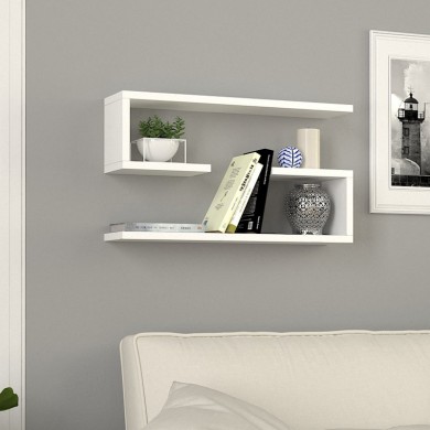 Jenika Megapap melamine 2 pieces wall shelf in white color 60x14,5x18cm.
