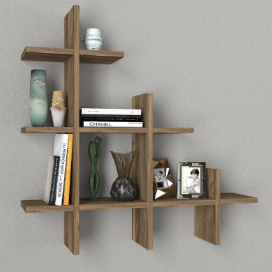 Juke Megapap melamine wall self in walnut color 81,8x18x80cm.