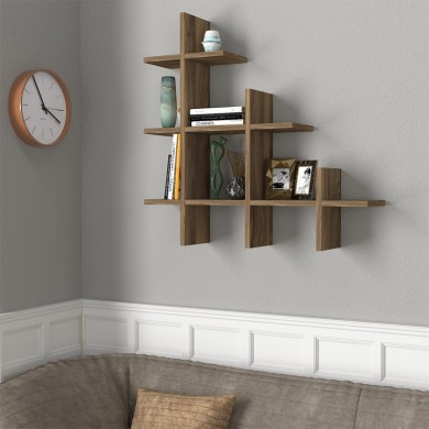 Juke Megapap melamine wall self in walnut color 81,8x18x80cm.