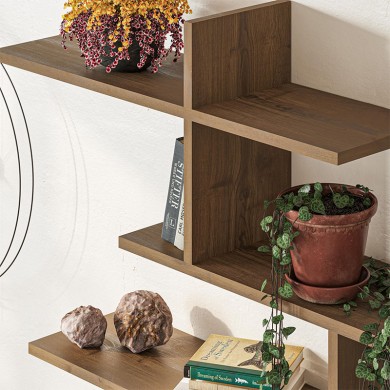 Leo Megapap melamine wall shelf in light brown color 123x22x80cm.