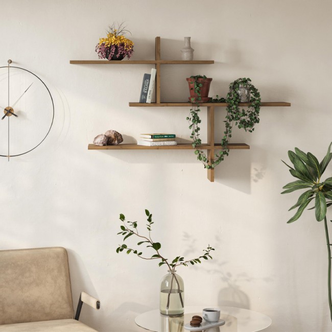 Ραφιέρα τοίχου Leo Megapap χρώμα ανοιχτό καρυδί 123x22x80εκ. Ραφιέρα τοίχου Leo Megapap χρώμα ανοιχτό καρυδί 123x22x80εκ.