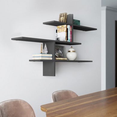 Leo Megapap melamine wall shelf in anthracite color 123x22x80cm.