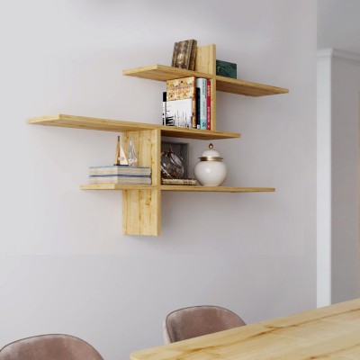 Ραφιέρα τοίχου Leo Megapap χρώμα sapphire oak 123x22x80εκ.