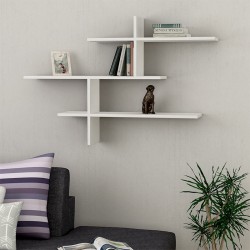 Ραφιέρα τοίχου Leo Megapap χρώμα λευκό 123x22x80εκ.