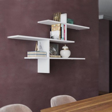 Leo Megapap melamine wall shelf in white color 123x22x80cm.