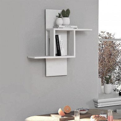Mill Megapap melamine wall shelf in white color 64x20x70cm.