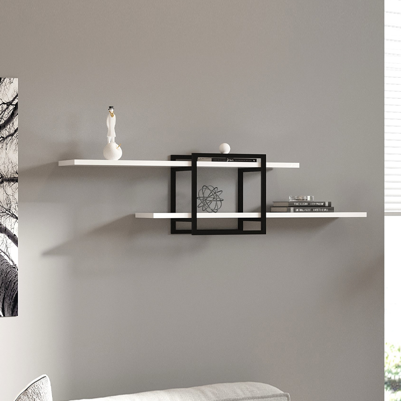 Mone Megapap melamine wall shelf in white color 120x18x30cm.