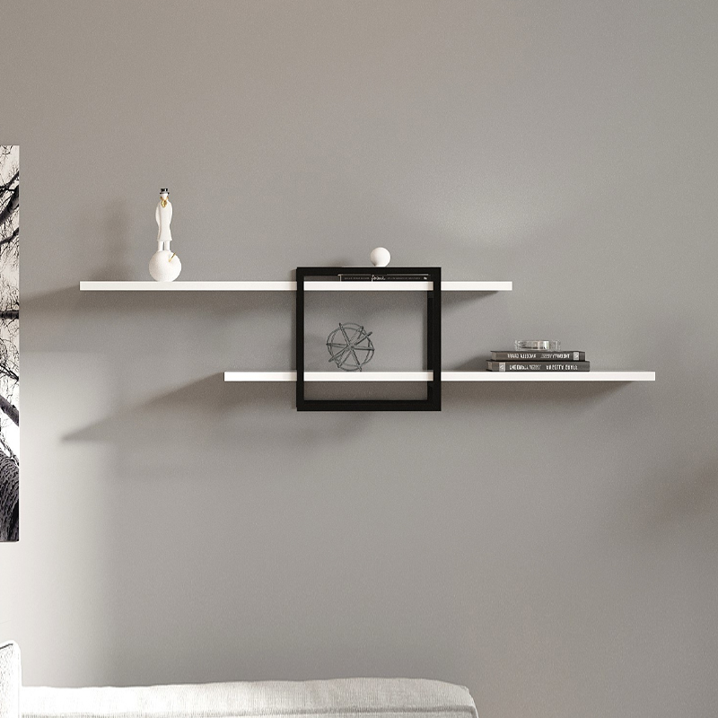 Mone Megapap melamine wall shelf in white color 120x18x30cm.