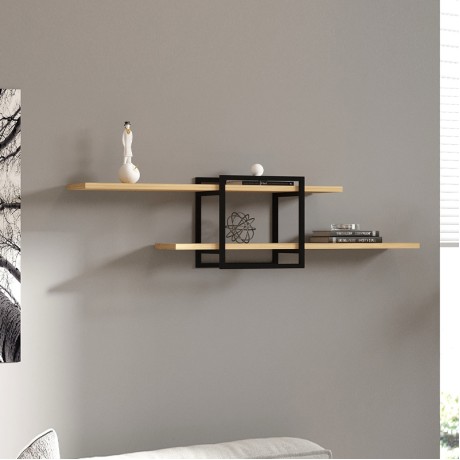 Mone Megapap melamine wall shelf in sapphire oak color 120x18x30cm.