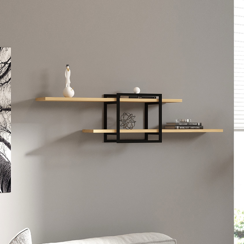 Mone Megapap melamine wall shelf in sapphire oak color 120x18x30cm.