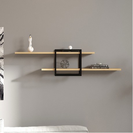Mone Megapap melamine wall shelf in sapphire oak color 120x18x30cm.
