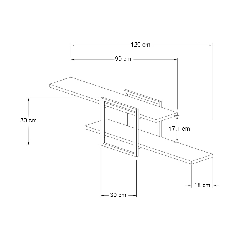 Mone Megapap melamine wall shelf in sapphire oak color 120x18x30cm.