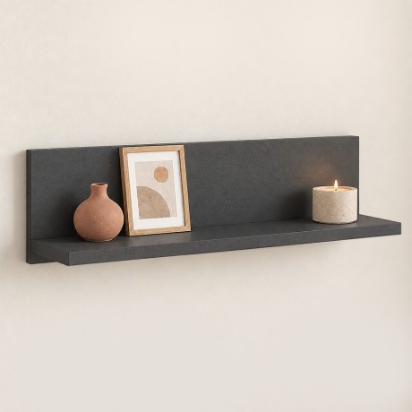 Novella Megapap melamine wall shelf in anthracite color 60x16.3x14.5cm.
