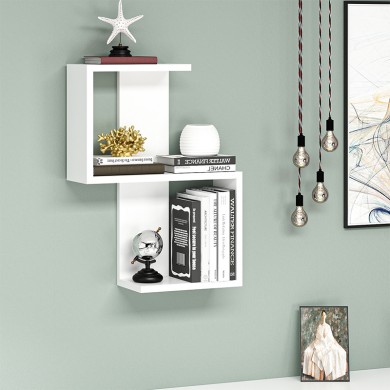 Octa Megapap melamine wall shelf in white color 45x16.4x60cm.