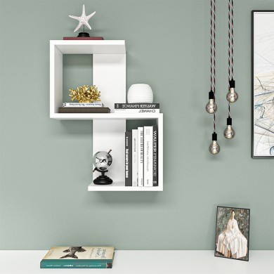 Octa Megapap melamine wall shelf in white color 45x16.4x60cm.