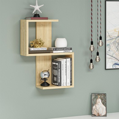 Octa Megapap melamine wall shelf in sapphire oak color 45x16.4x60cm.