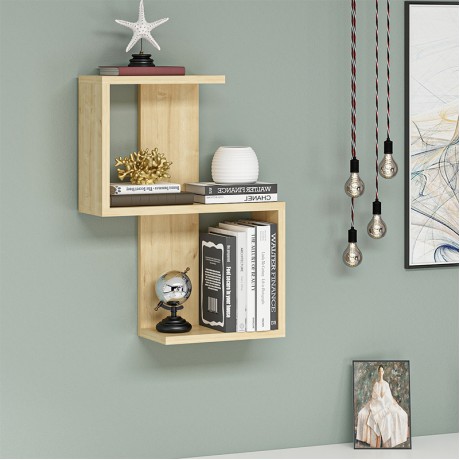 Octa Megapap melamine wall shelf in sapphire oak color 45x16.4x60cm.